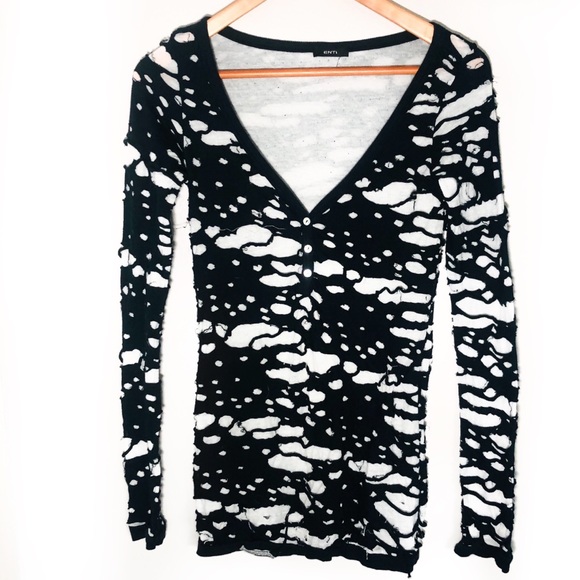 Distressed holy v neck long sleeve - Picture 1 of 6